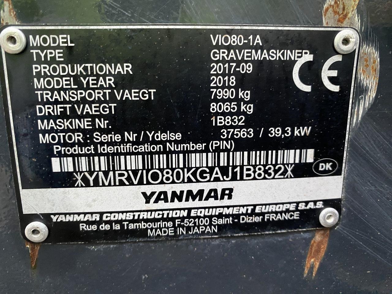 Bagger типа Yanmar VIO80-1A, Gebrauchtmaschine в Skive (Фотография 13)
