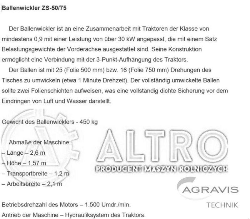 Ballenwickler типа Sonstige ZS 50/75, Gebrauchtmaschine в Nartum (Фотография 1)
