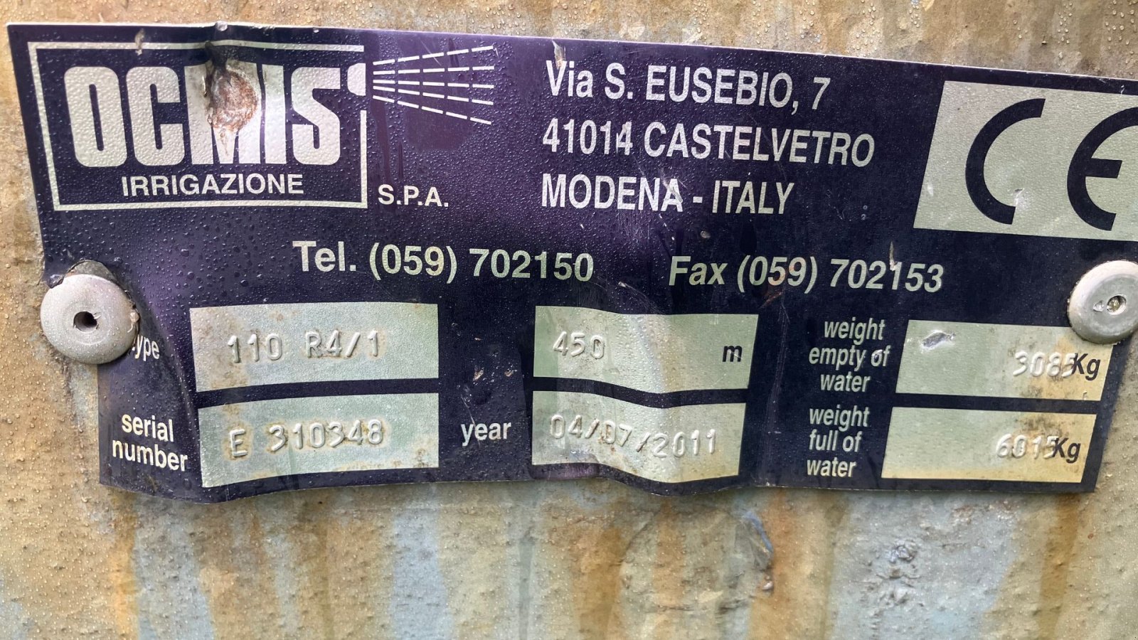 Beregnungsanlage от тип Ocmis 110R4/1 450m, Gebrauchtmaschine в Roskilde (Снимка 2)