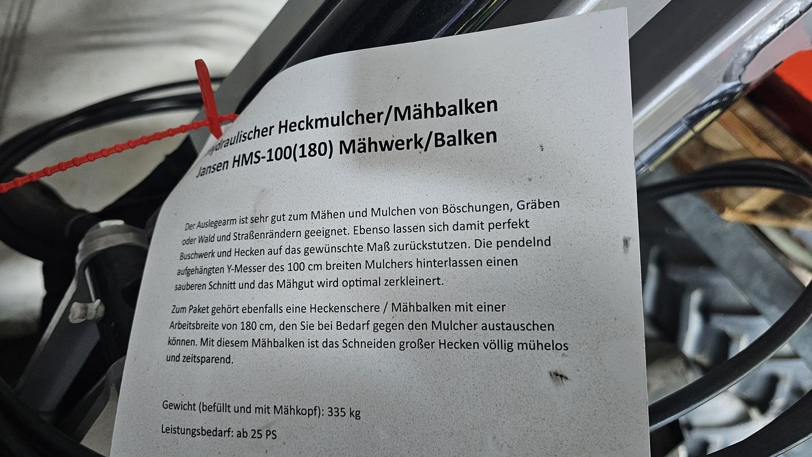 Böschungsmähgerät des Typs Sonstige Jansen HMS 100 /180, Vorführmaschine in Ried im Oberinntal (Bild 6)