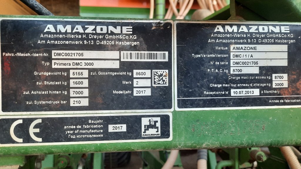 Direktsaatmaschine typu Amazone PRIMERA DMC 3000-C, Gebrauchtmaschine w CHAUMONT (Zdjęcie 7)