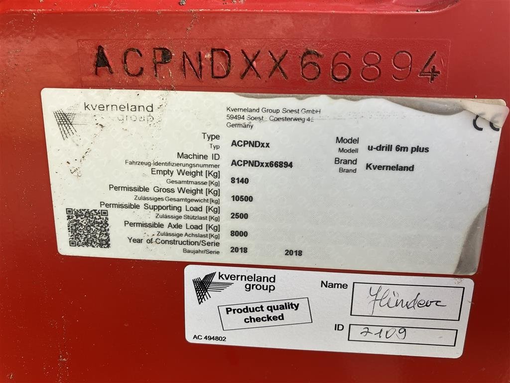 Direktsaatmaschine of the type Kverneland U-DRILL Plus 6000+, Bugseret såmaskine., Gebrauchtmaschine in Hurup Thy (Picture 16)