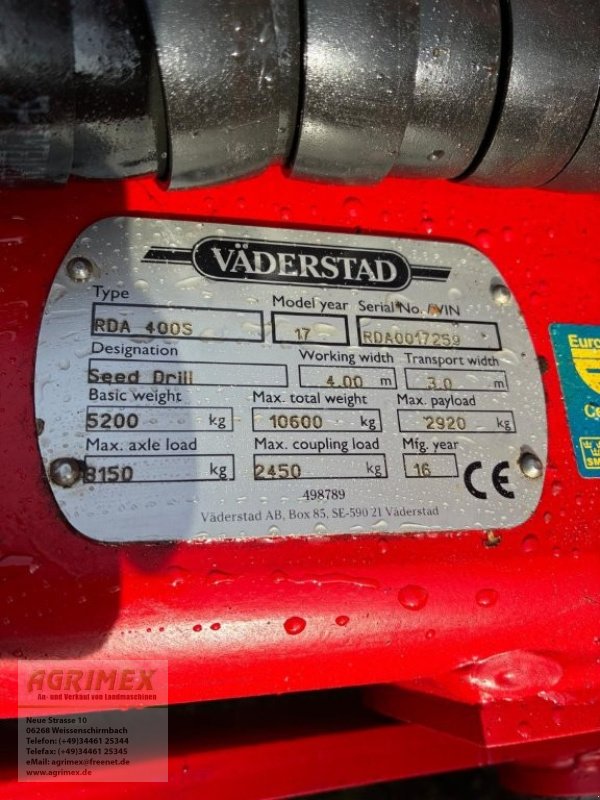 Direktsaatmaschine typu Väderstad Rapid 400 S, Gebrauchtmaschine w Weißenschirmbach (Zdjęcie 5)