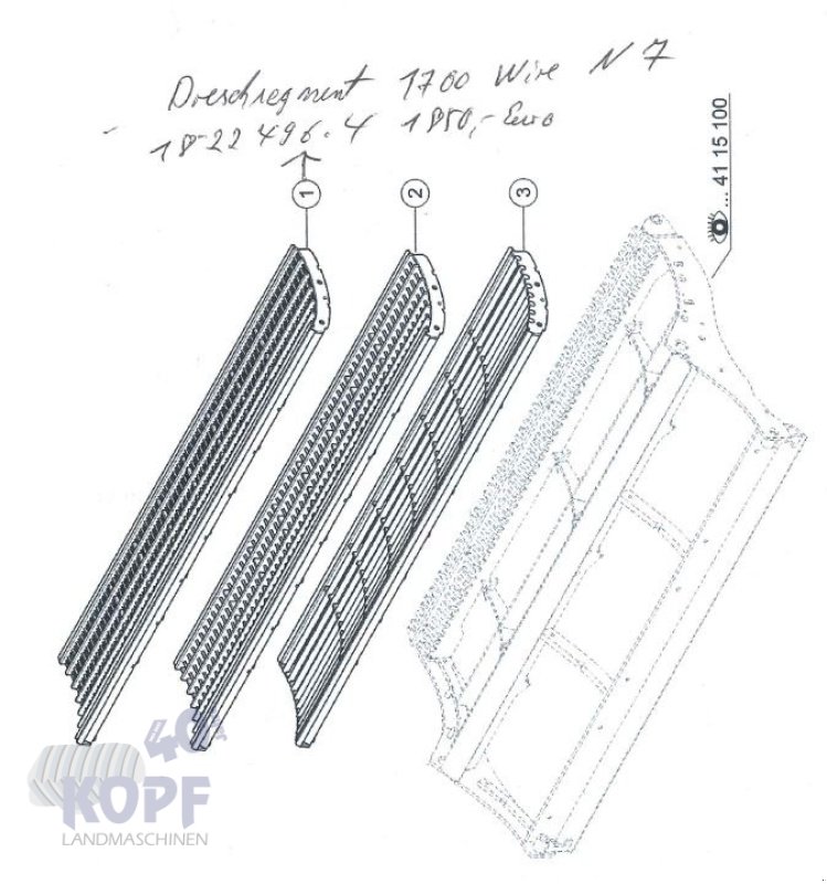 Dreschwerk Türe ait CLAAS Dreschsegment 1700 Wire N7 1822496.4, Gebrauchtmaschine içinde Schutterzell (resim 2)