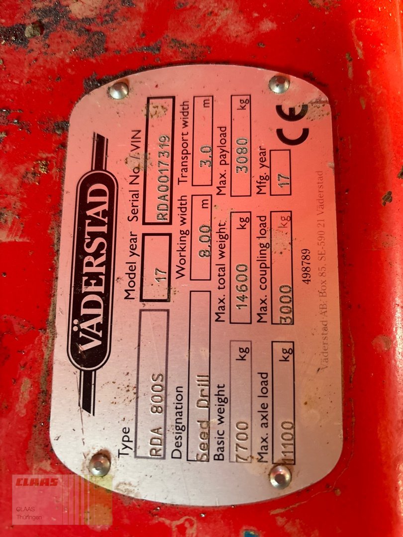 Drillmaschine des Typs Väderstad Rapid RDA 800 S, Gebrauchtmaschine in Buttelstedt (Bild 3)