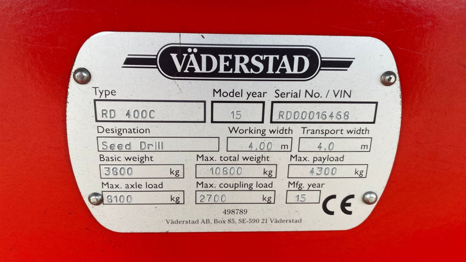 Drillmaschinenkombination of the type Väderstad Rapid 400C Combi, Gebrauchtmaschine in Roskilde (Picture 12)