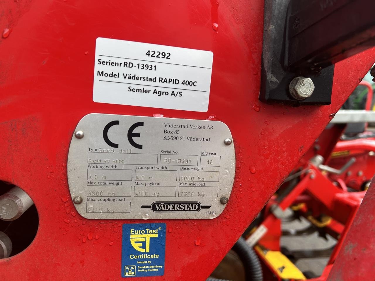 Drillmaschinenkombination typu Väderstad RAPID 400C, Gebrauchtmaschine v Bramming (Obrázek 3)