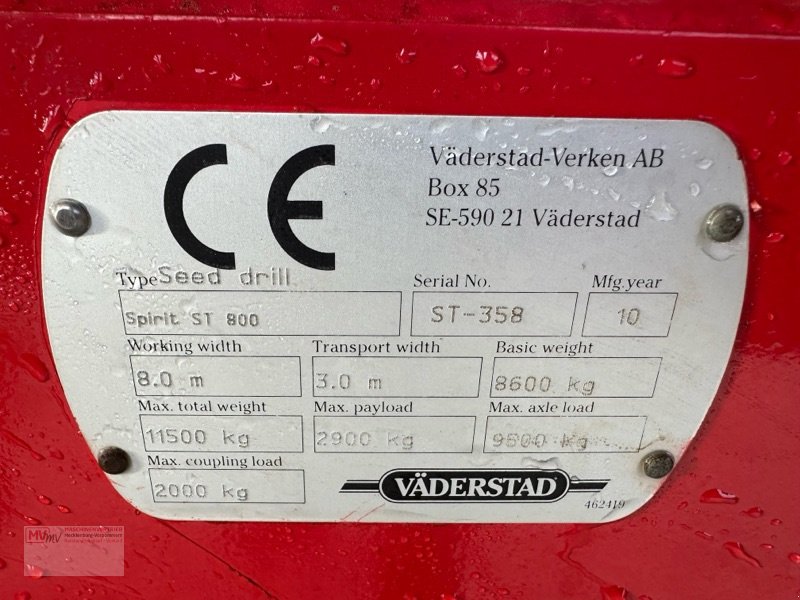 Drillmaschinenkombination typu Väderstad Spirit ST 800, Gebrauchtmaschine v Neubrandenburg (Obrázek 12)