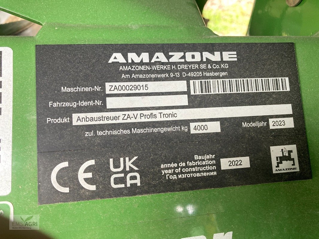 Düngerstreuer des Typs Amazone ZA-V Profis Tronic L 3200, Neumaschine in Vöhringen (Bild 3)