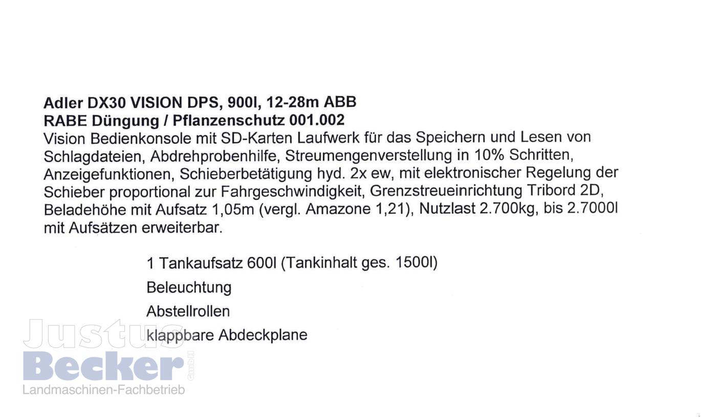 Düngerstreuer des Typs Rabe Rabe Adler DX30 + Vision DPS, Gebrauchtmaschine in Weimar-Niederwalgern (Bild 5)
