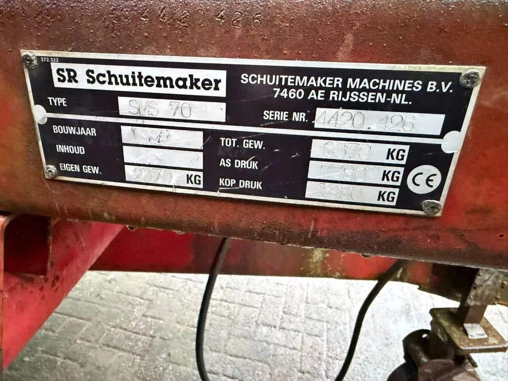 Düngerstreuer типа Schuitemaker SMS 70 7 tons Mesttrooier, Gebrauchtmaschine в Lunteren (Фотография 7)