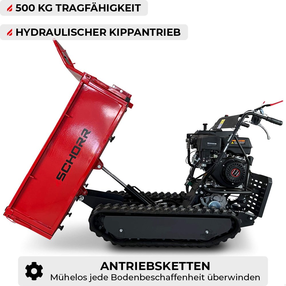 Dumper des Typs Schorr SCHORR Minidumper 500kg mit Kiste, Kipphydraulik und Mitfahrplattform NEU Raupendumper 9,2 PS Motor Dumper Schubkarre, Neumaschine in Schüttorf (Bild 2)