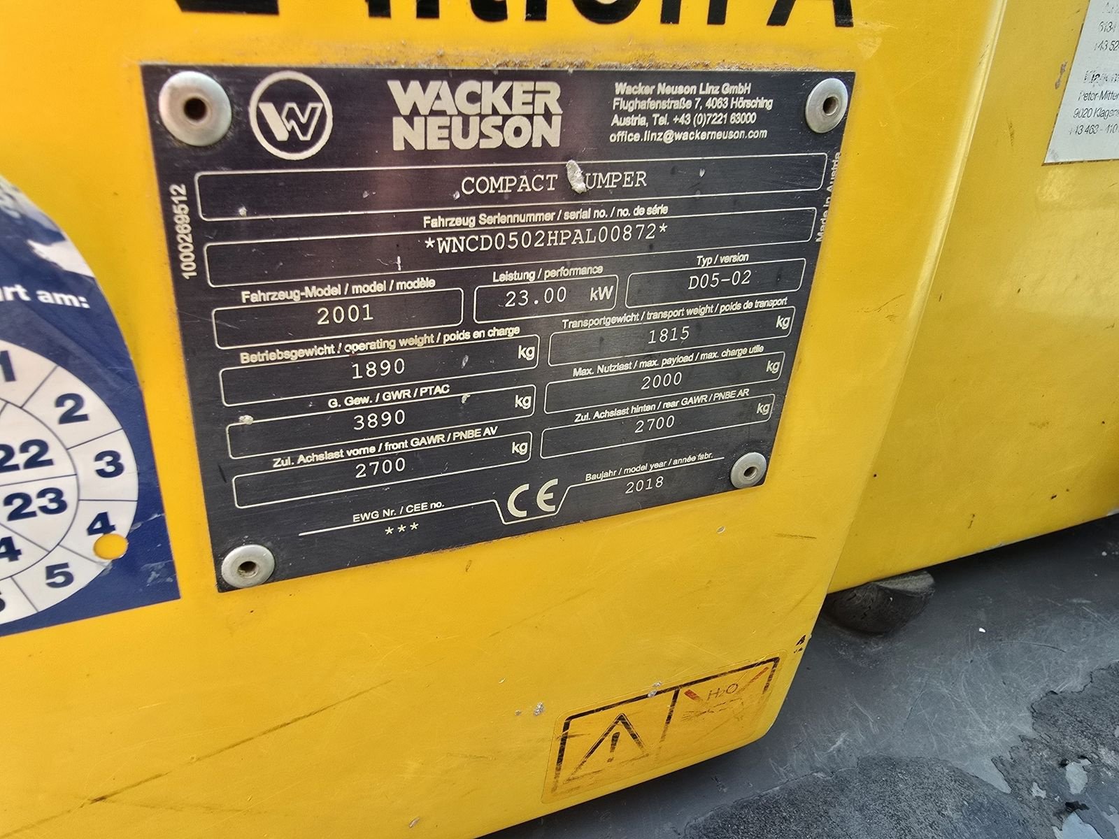 Dumper Türe ait Wacker Neuson 2001, Gebrauchtmaschine içinde Gabersdorf (resim 8)