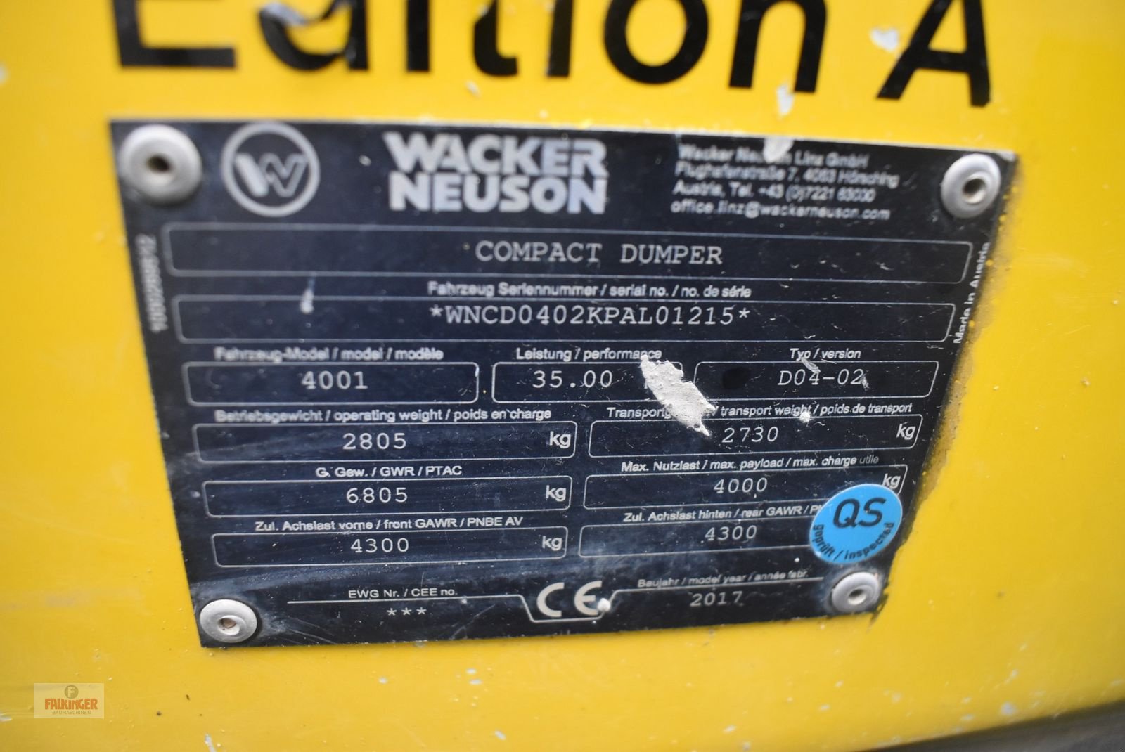 Dumper Türe ait Wacker Neuson Neuson 4001s, Gebrauchtmaschine içinde Putzleinsdorf (resim 11)