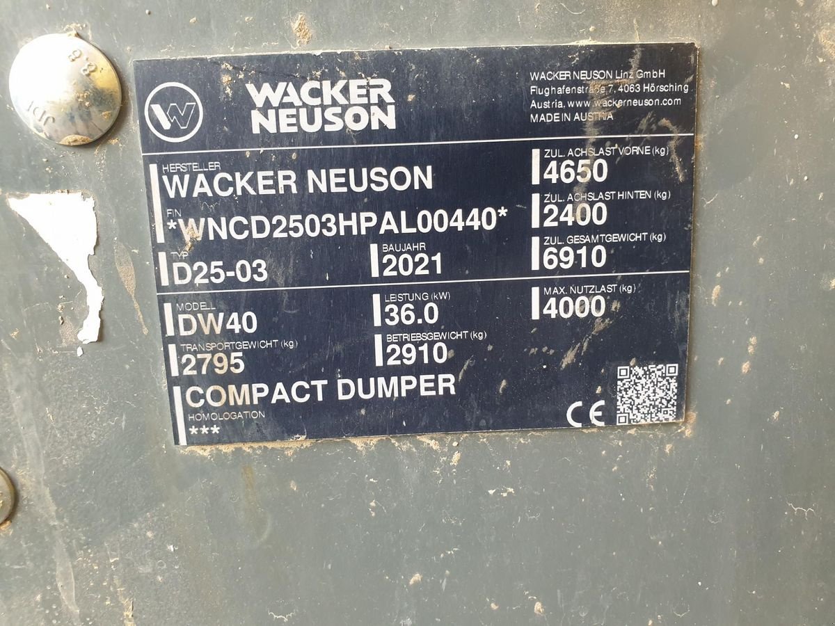 Dumper типа Wacker Neuson DW40, Gebrauchtmaschine в Gallspach (Фотография 19)
