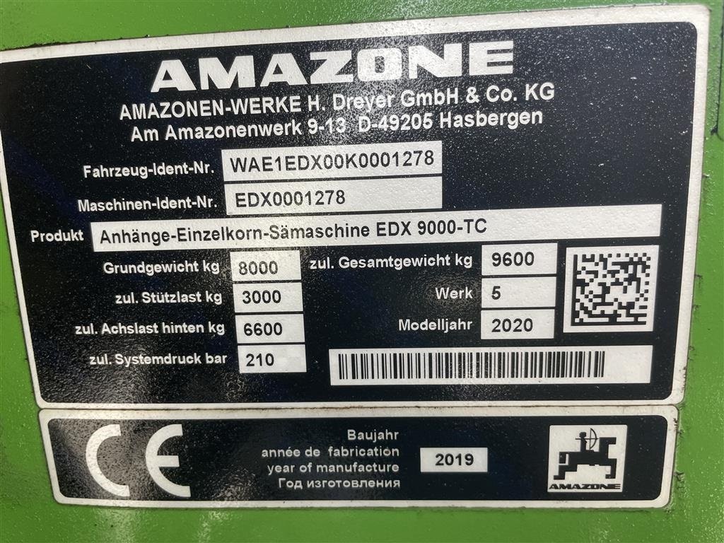 Einzelkornsägerät tipa Amazone EDX 9000 TC LAVT HA TAL MODEL ÅR 2020., Gebrauchtmaschine u Ribe (Slika 12)