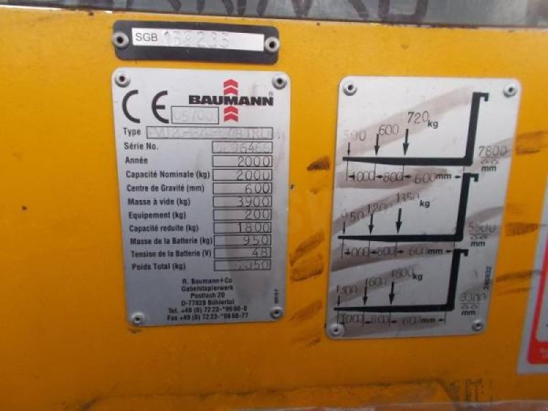Elektrostapler typu Baumann EVU 20-18/14-12, Gebrauchtmaschine w senlis (Zdjęcie 7)