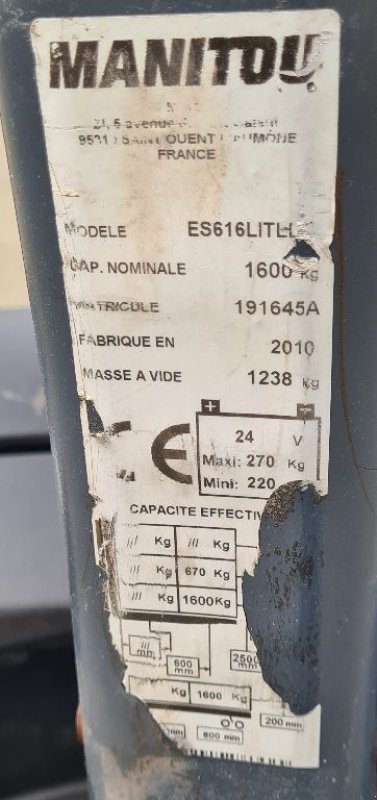 Elektrostapler tip Manitou ES616LITLL42, Gebrauchtmaschine in BAZAINVILLE (Poză 6)