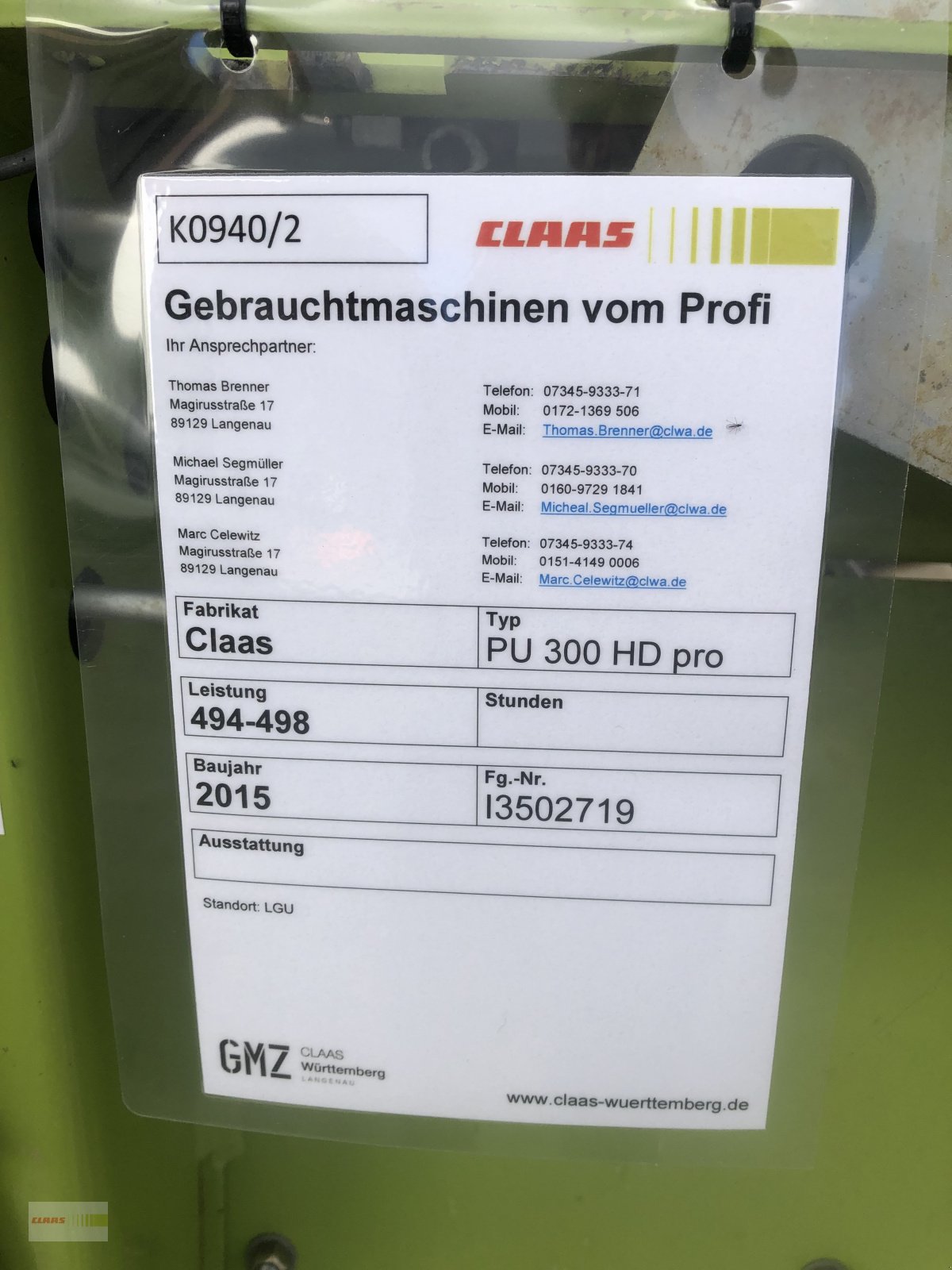 Feldhäcksler Pick-up des Typs CLAAS PU 300 HD Pro PREIS REDUZIERT !!!, Gebrauchtmaschine in Langenau (Bild 10)