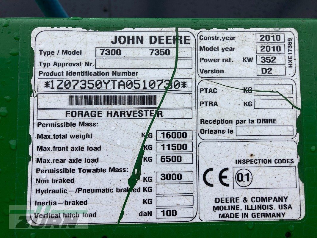 Feldhäcksler typu John Deere 7350, Gebrauchtmaschine w Holzgünz - Schwaighausen (Zdjęcie 8)