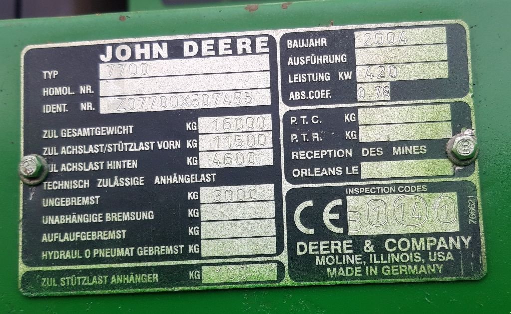 Feldhäcksler des Typs John Deere 7700, Gebrauchtmaschine in CHATEAUBRIANT CEDEX (Bild 7)