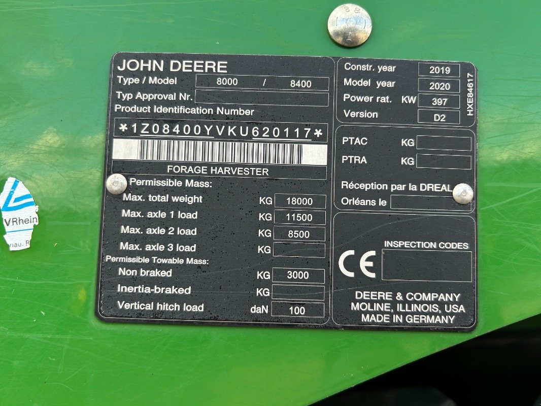 Feldhäcksler typu John Deere 8400 mit Kemper 475 Plus, Gebrauchtmaschine v Sittensen (Obrázek 22)