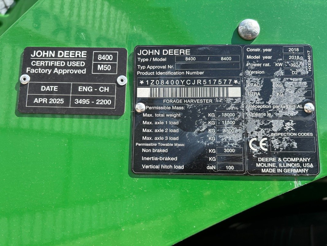 Feldhäcksler типа John Deere 8400i PREMIUM USED, Gebrauchtmaschine в Sittensen (Фотография 31)