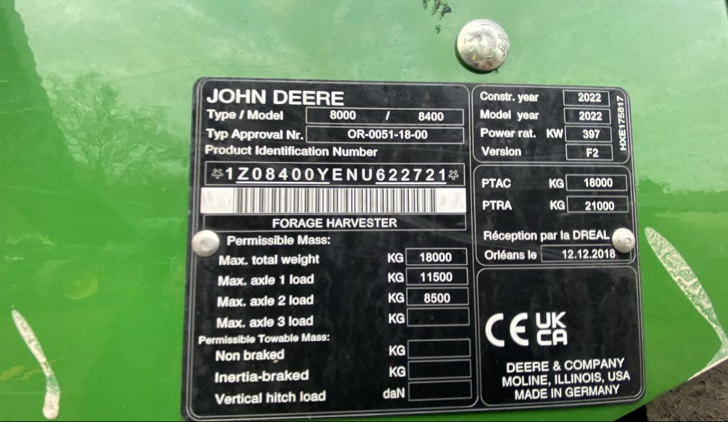 Feldhäcksler des Typs John Deere 8400i, Gebrauchtmaschine in GUERET (Bild 11)