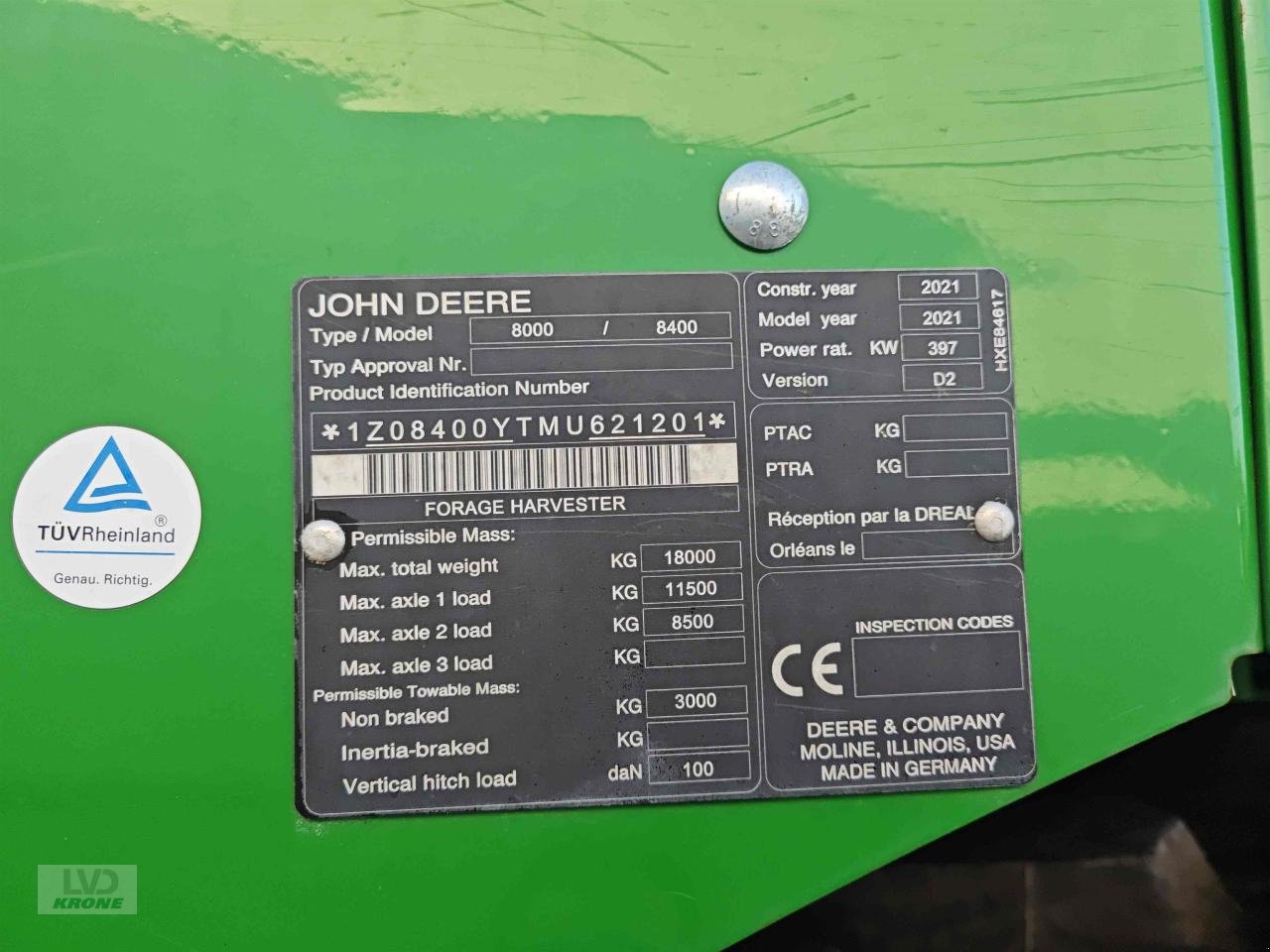 Feldhäcksler des Typs John Deere 8400i, Gebrauchtmaschine in Zorbau (Bild 17)