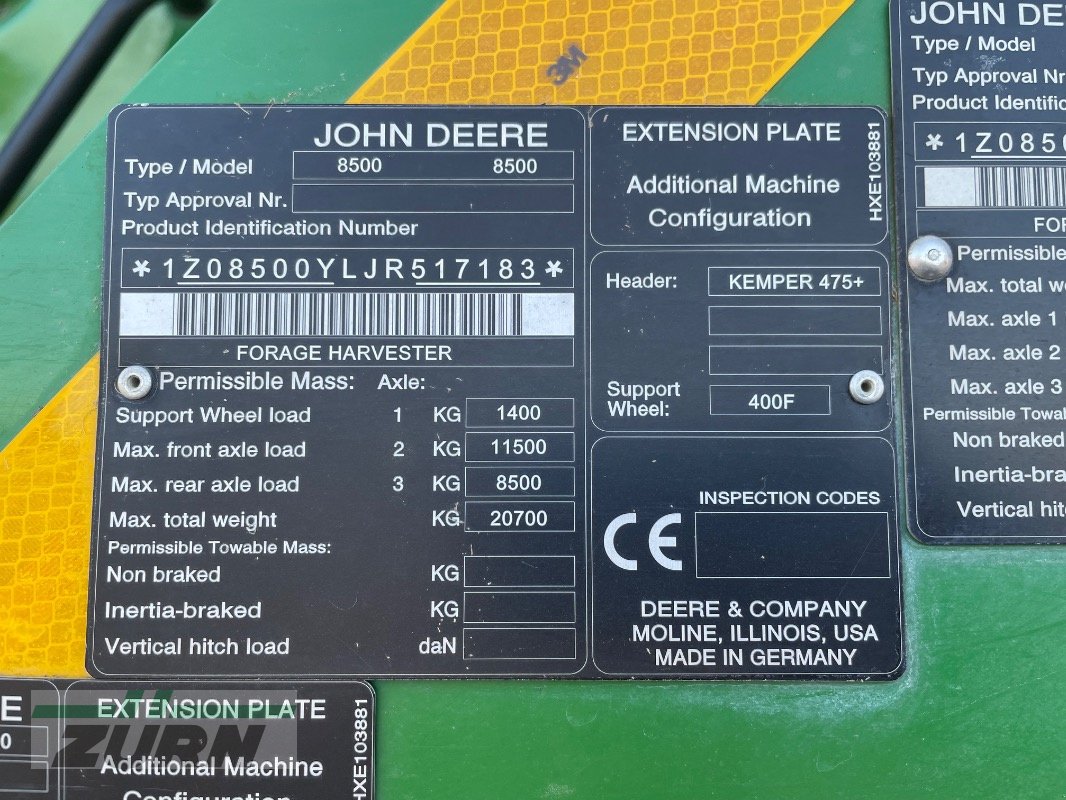 Feldhäcksler tip John Deere 8500, Gebrauchtmaschine in Windsbach (Poză 12)