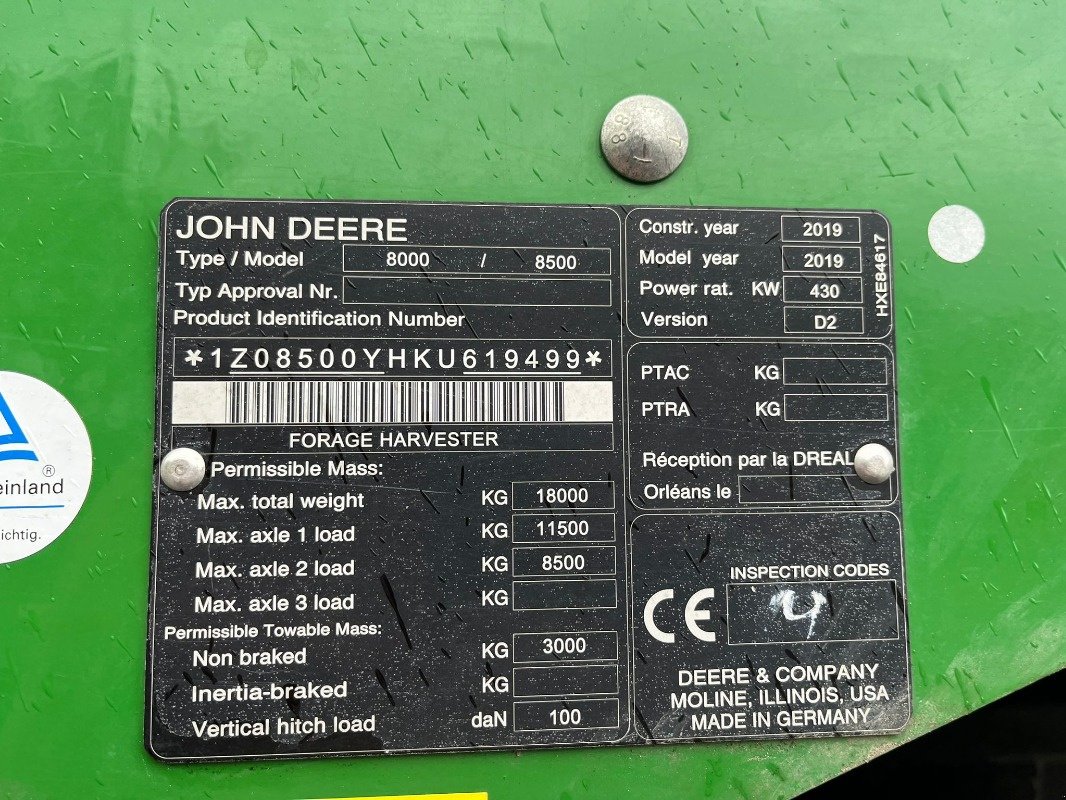 Feldhäcksler des Typs John Deere 8500, Gebrauchtmaschine in Sittensen (Bild 8)
