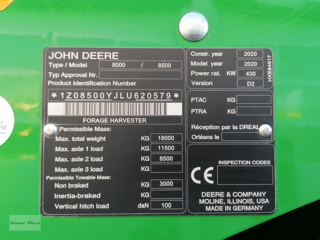 Feldhäcksler des Typs John Deere 8500i, Gebrauchtmaschine in Eggenfelden (Bild 8)