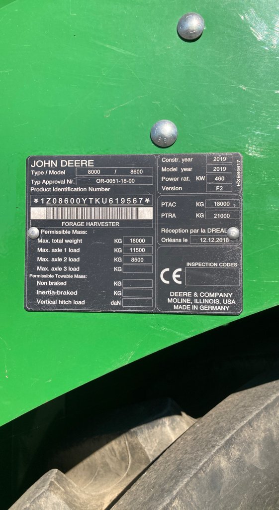 Feldhäcksler des Typs John Deere 8600, Gebrauchtmaschine in GUERET (Bild 5)