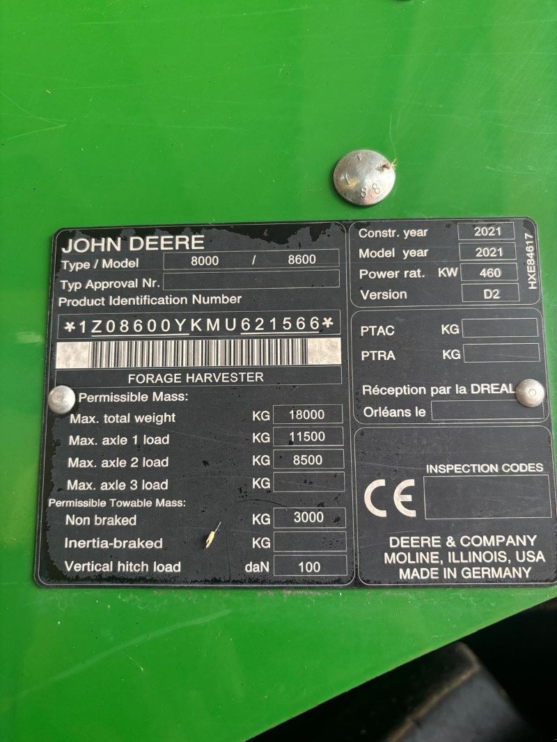 Feldhäcksler des Typs John Deere 8600, Gebrauchtmaschine in Plau am See / OT Klebe (Bild 10)