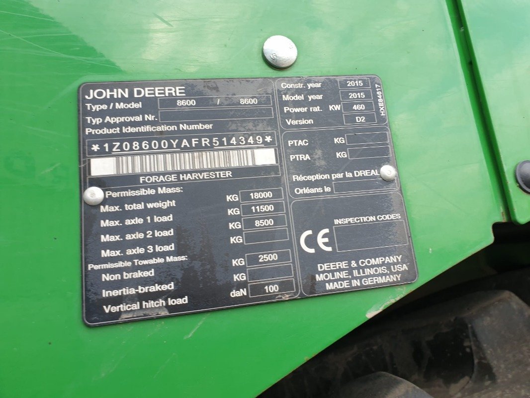 Feldhäcksler des Typs John Deere 8600, Gebrauchtmaschine in Sittensen (Bild 17)