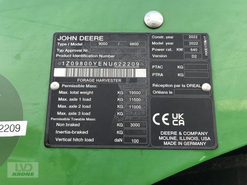 Feldhäcksler des Typs John Deere 9800, Gebrauchtmaschine in Spelle (Bild 11)