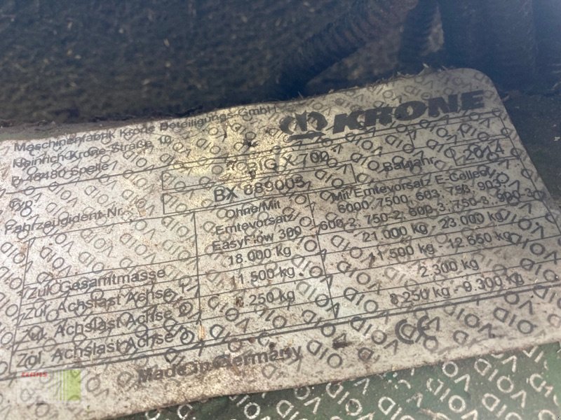 Feldhäcksler типа Krone Big X 700, Gebrauchtmaschine в Risum-Lindholm (Фотография 8)