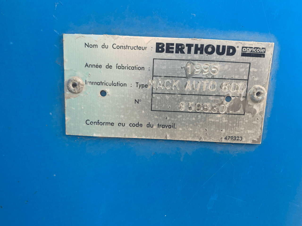 Feldspritze za tip Berthoud 800 L, Gebrauchtmaschine u TREMEUR (Slika 11)