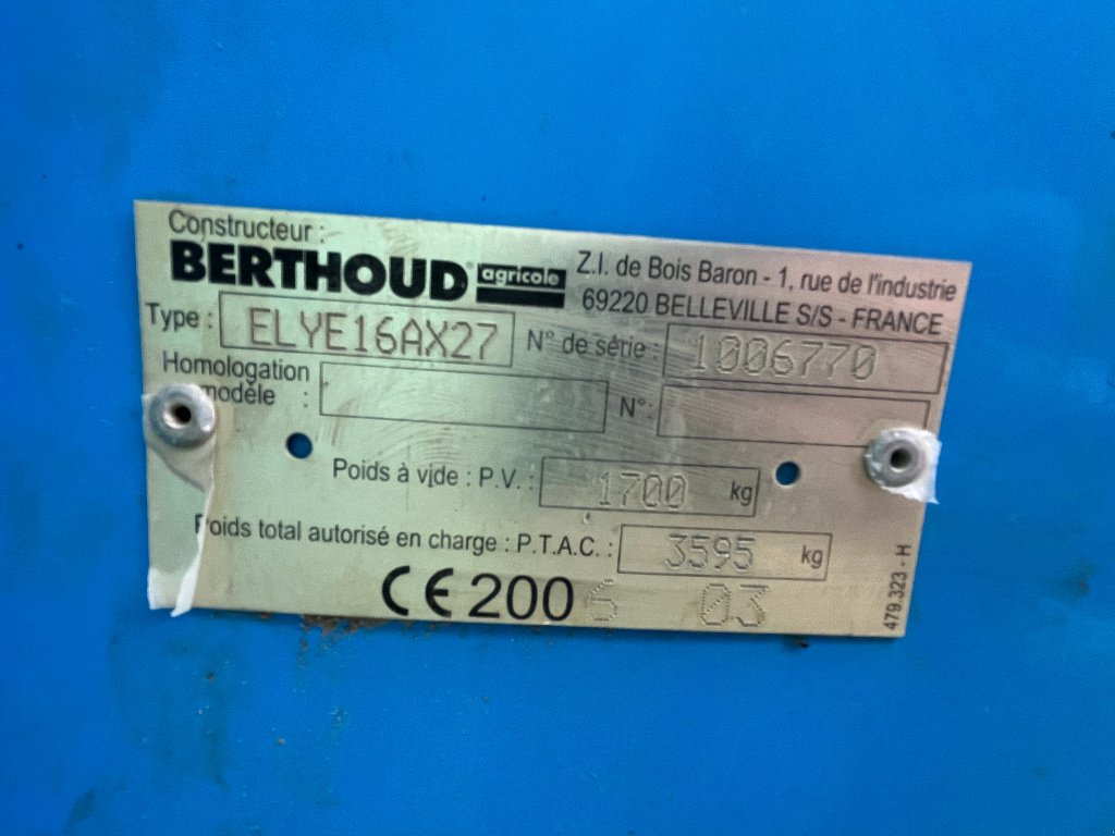 Feldspritze des Typs Berthoud ELYTE 1600, Gebrauchtmaschine in VERT TOULON (Bild 2)