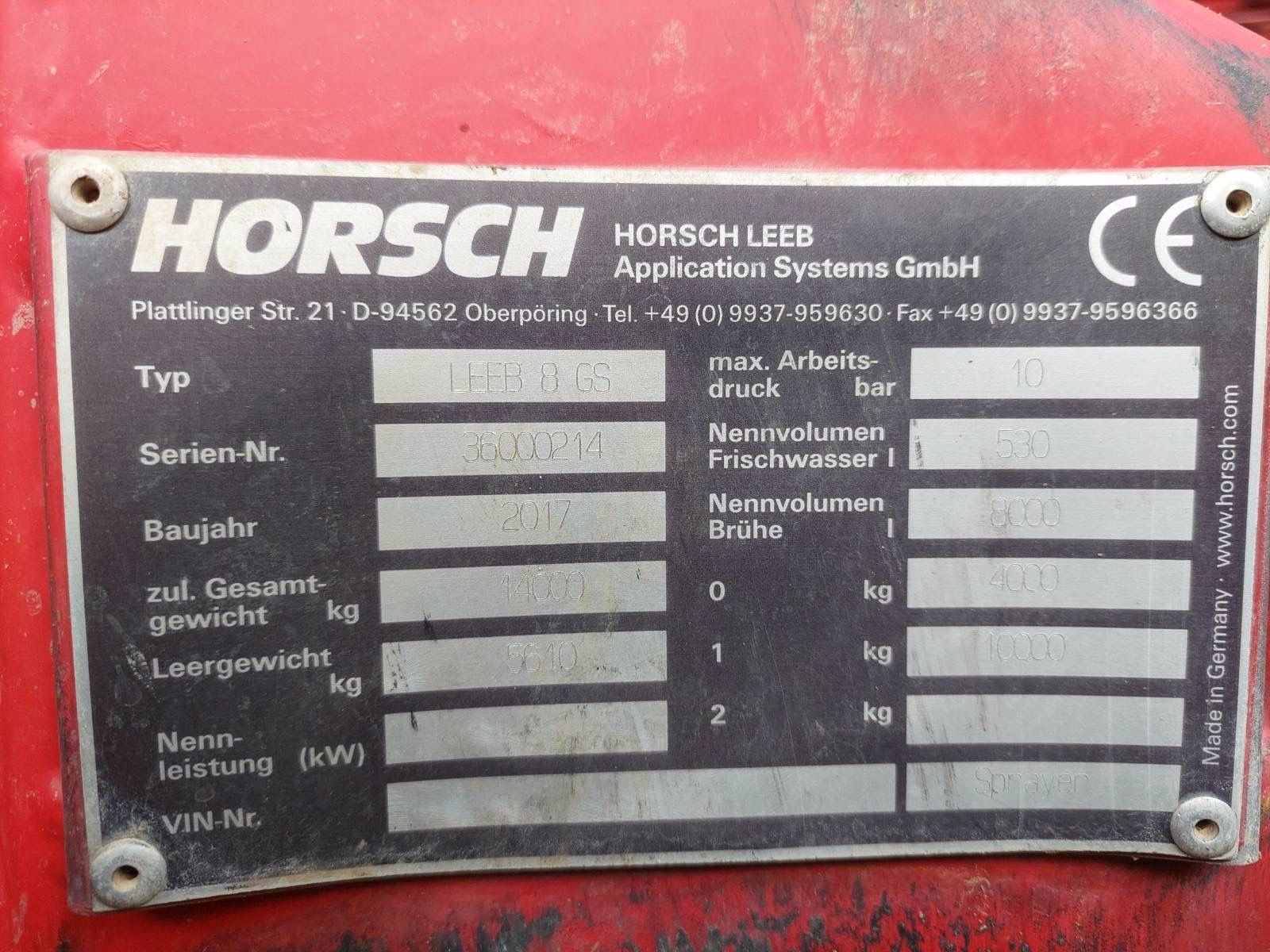 Feldspritze typu Horsch 8GS, Gebrauchtmaschine v Harmannsdorf-Rückersdorf (Obrázek 8)