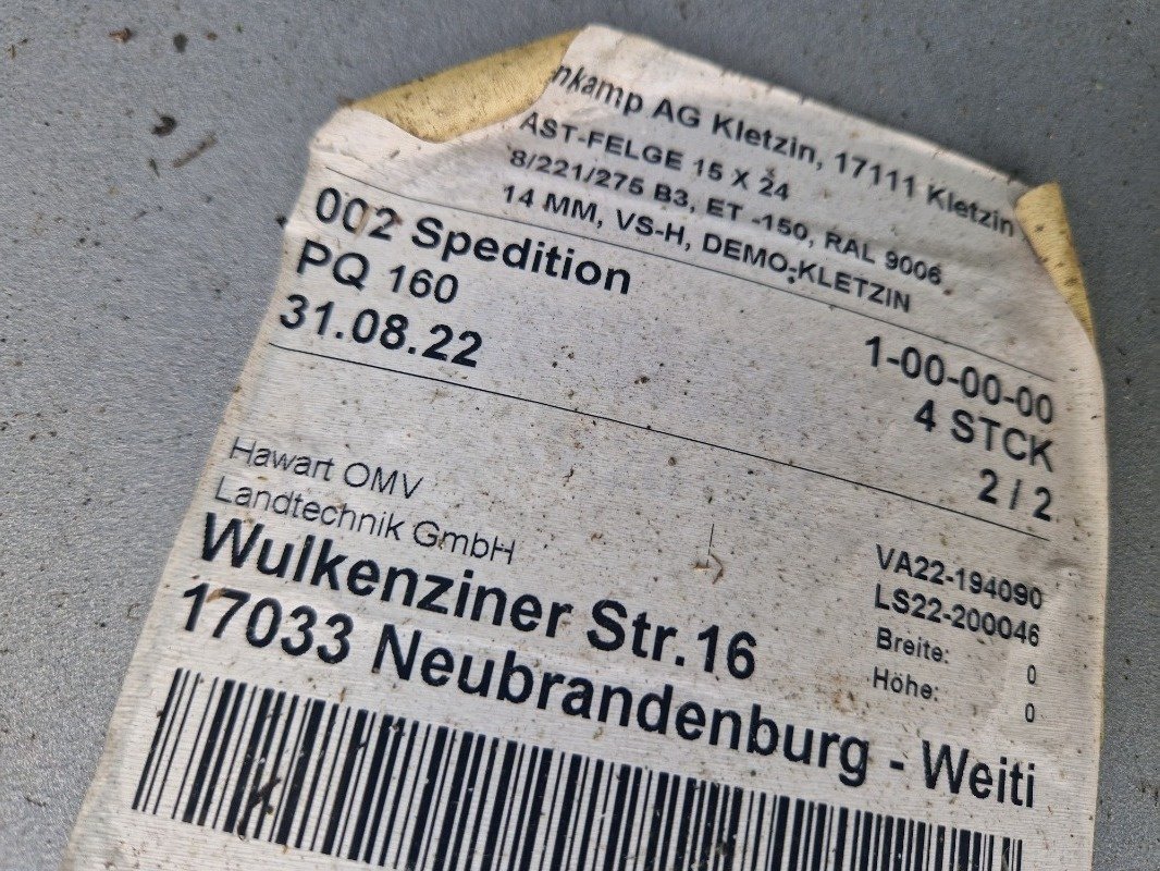 Felge des Typs Kramer 15x24 8/221/275 B3, Gebrauchtmaschine in Neubrandenburg (Bild 3)