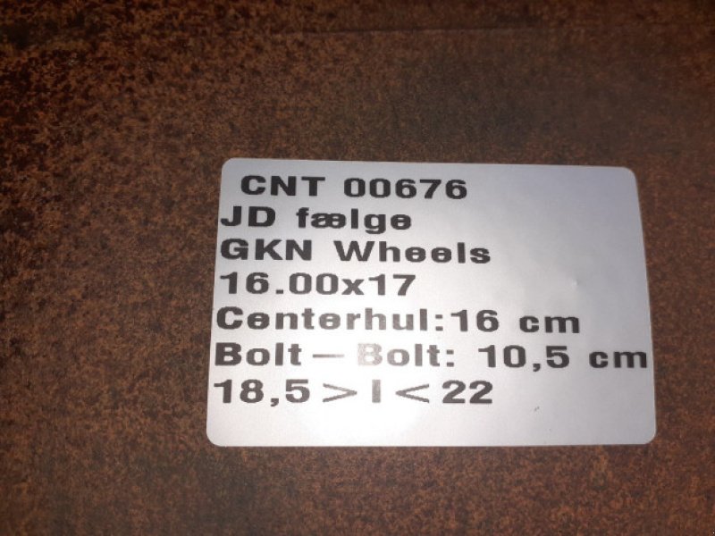 Felge typu Sonstige 17"   16.00X17, Gebrauchtmaschine v Hemmet (Obrázek 7)