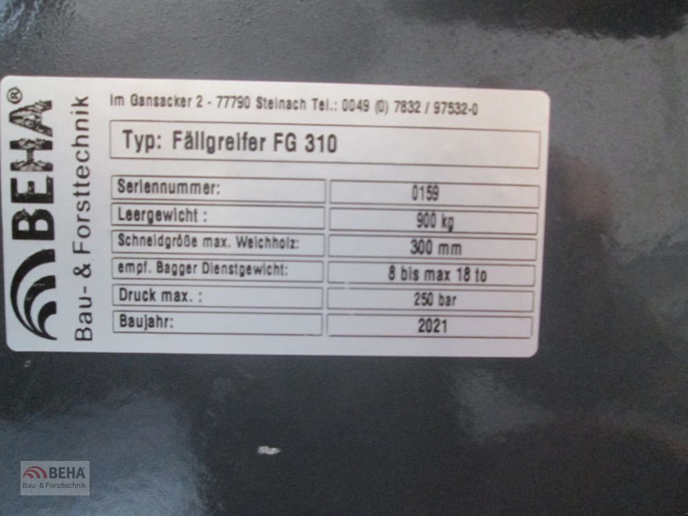 Forstgreifer und Zange del tipo BEHA BEHA Fällgreifer f. Bagger v. 8-16 Tonnen mit Schwenkeinrichtung- Lagerabverkauf %, Gebrauchtmaschine In Steinach (Immagine 10)