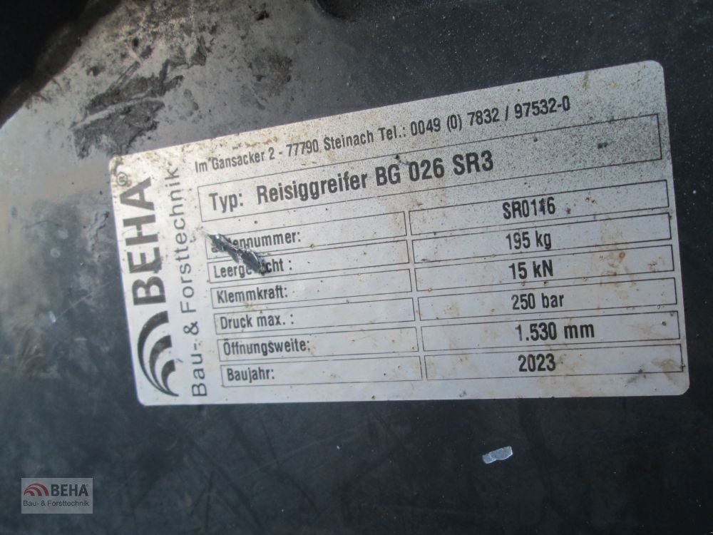 Forstgreifer und Zange от тип BEHA Gebraucht/ Prototyp 3-Fingerfreifer BG026SR3 neu ausgebüchst, Gebrauchtmaschine в Steinach (Снимка 6)
