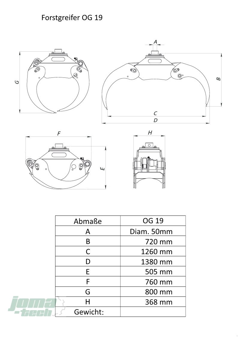 Forstgreifer und Zange a típus Joma-Tech Forstgreifer OG19 / OG24 von Joma-Tech Lieferbar mit oder ohne Rotator, Neumaschine ekkor: Willebadessen (Kép 6)
