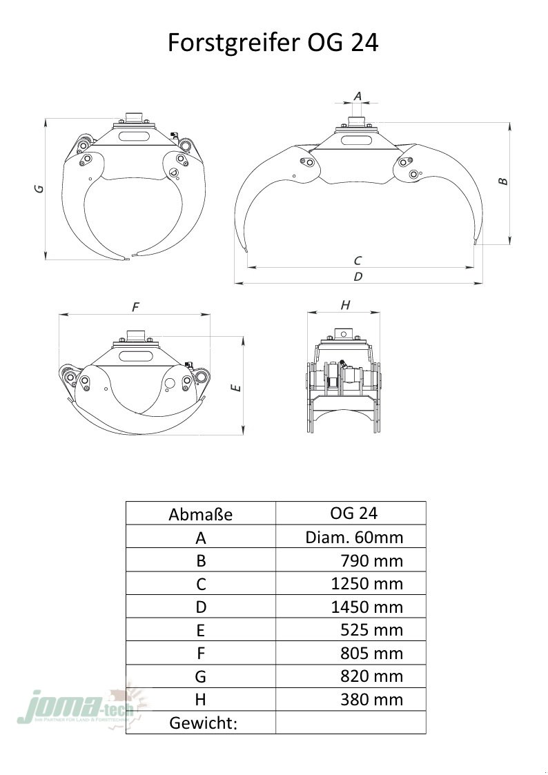 Forstgreifer und Zange des Typs Joma-Tech Forstgreifer OG19 / OG24 von Joma-Tech Lieferbar mit oder ohne Rotator, Neumaschine in Willebadessen (Bild 7)