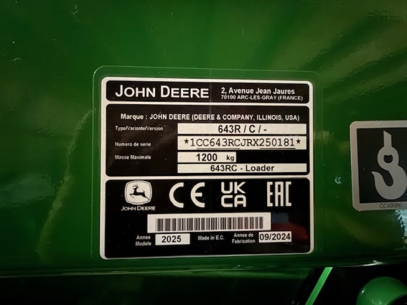 Frontlader del tipo John Deere Frontlader Schwinge 643R, Neumaschine In Schwabmünchen (Immagine 12)