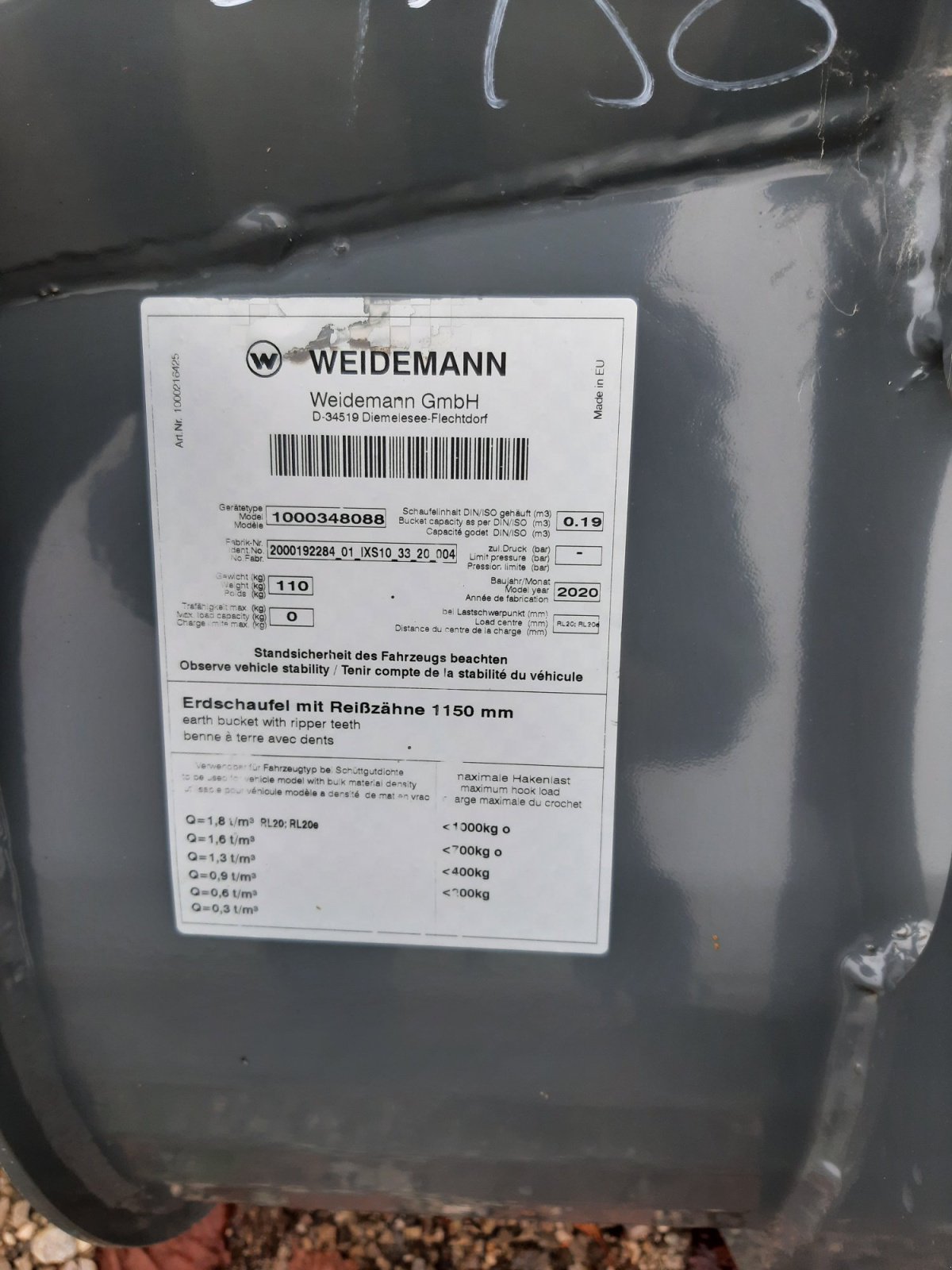 Frontladerzubehör (Bagger) del tipo Weidemann  Erdschaufel, Gebrauchtmaschine In Antdorf (Immagine 3)