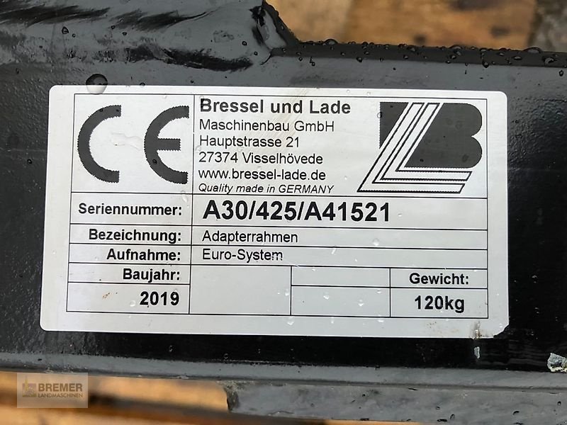 Frontladerzubehör tipa Bressel & Lade Adapterrahmen EURO auf WEIDEMANN, Neumaschine u Asendorf (Slika 11)