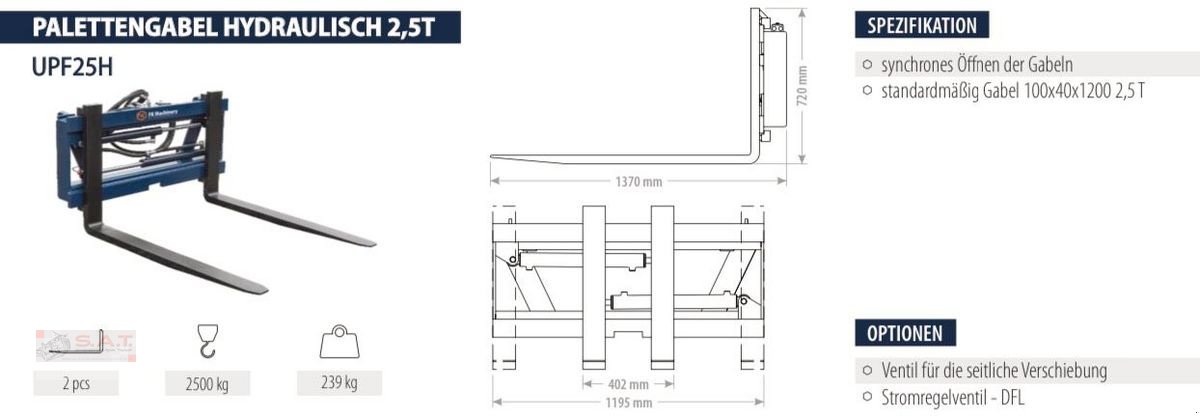 Frontladerzubehör of the type Sonstige Hydraulische Palettengabel-2,5 to.-NEU, Neumaschine in Eberschwang (Picture 6)